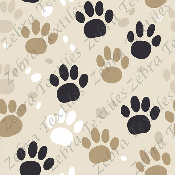 Patte noir et blanc fond taupe