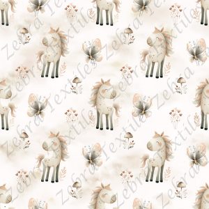 Poney papillon neutre fond aquarelle