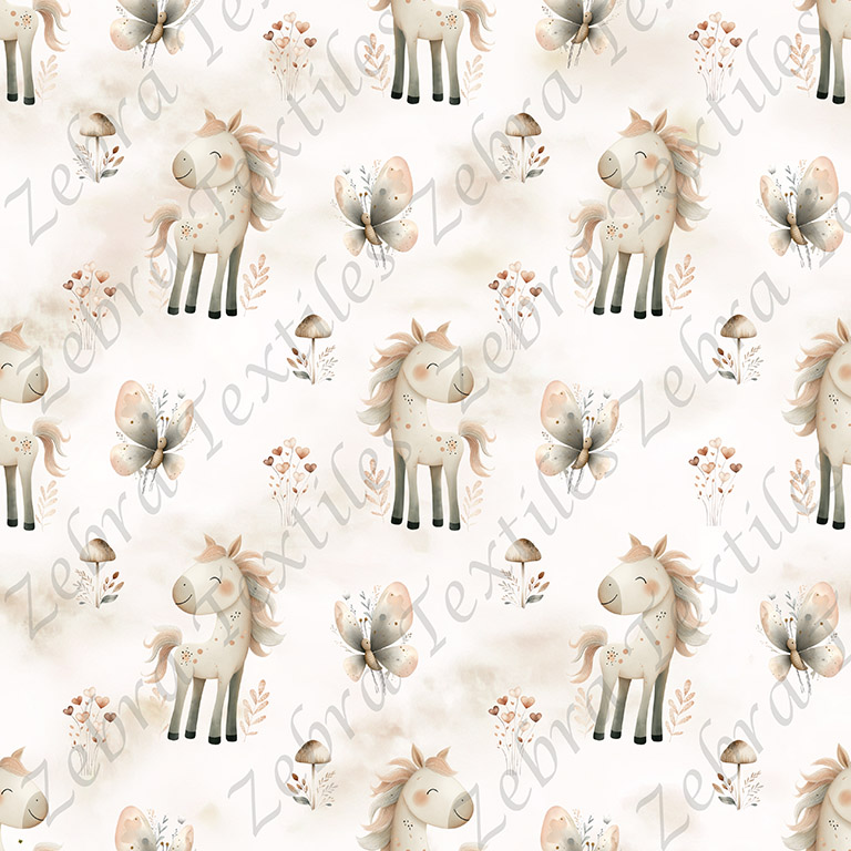 Poney papillon neutre fond aquarelle
