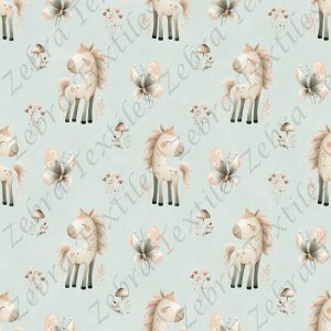 Poney papillon neutre fond sarcelle