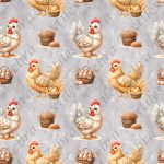 Poule blanche et caramel fond gris