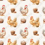 Poule blanche et caramel fond taupe