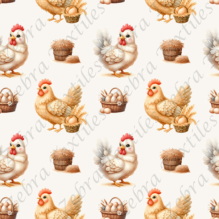 Poule blanche et caramel fond taupe