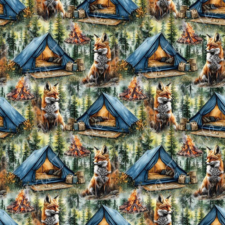 Renard et tente bleue