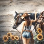 Sexy cowgirl et cheval