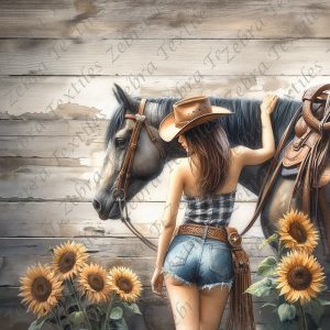 Sexy cowgirl et cheval