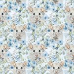 Souris floral bleu fond bleu