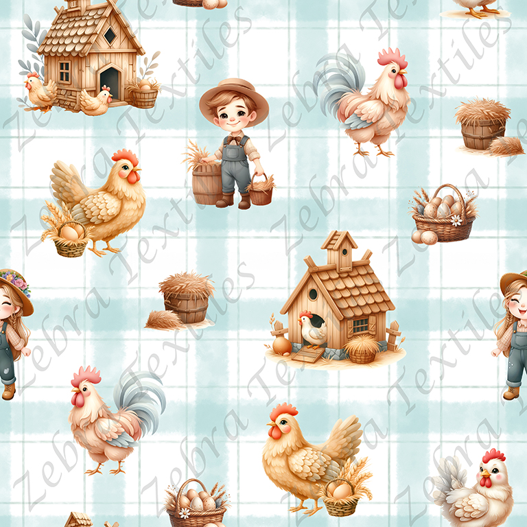Travail au poulailler fond plaid