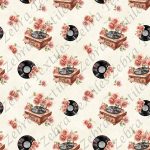 Vinyle floral fond crème