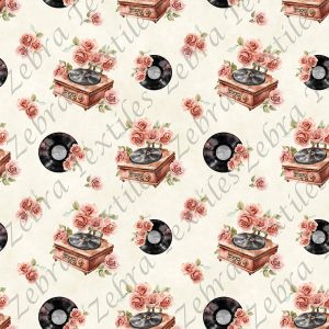 Vinyle floral fond crème