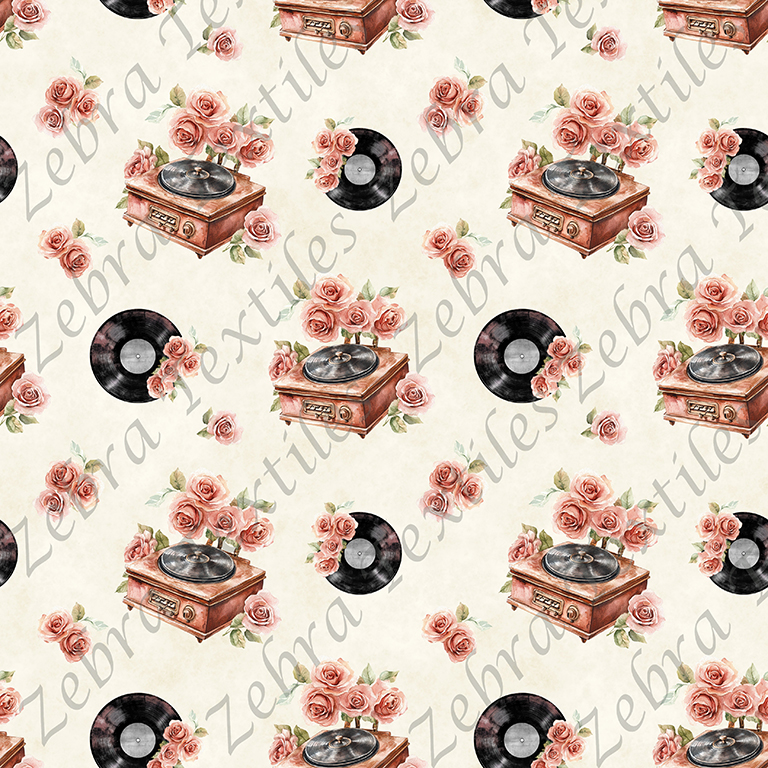 Vinyle floral fond crème