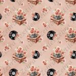 Vinyle floral fond rose