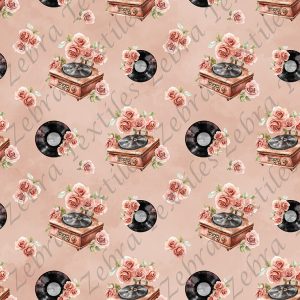 Vinyle floral fond rose