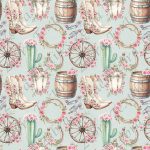 Western floral rose fond menthe