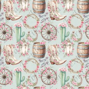 Western floral rose fond menthe