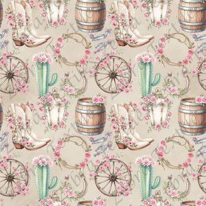 Western floral rose fond sable