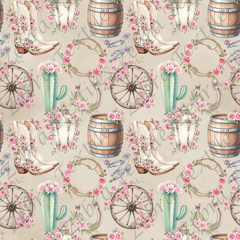 Western floral rose fond sable