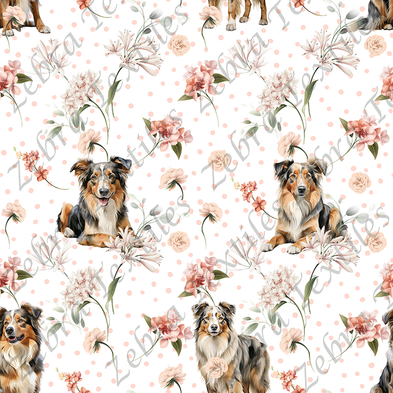 Berger australien floral fond pois