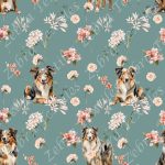 Berger australien floral fond sarcelle