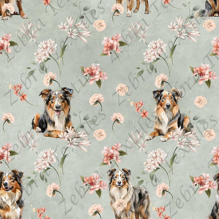 Berger australien floral fond vert