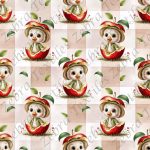 Canard et pomme fond plaid
