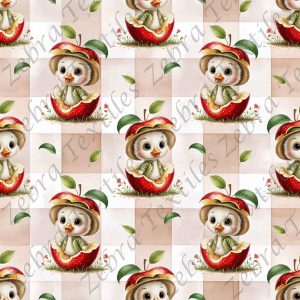 Canard et pomme fond plaid