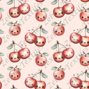 Cerise kawaii fond rose beige