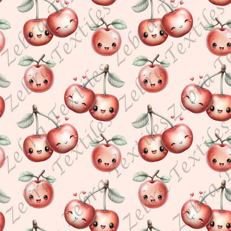 Cerise kawaii fond rose beige
