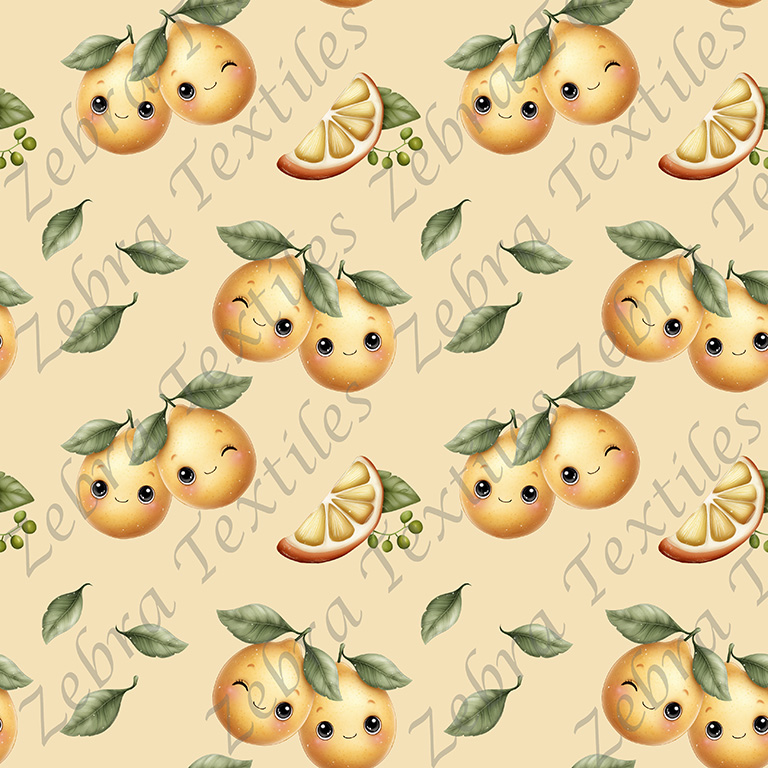 Citron kawaii fond jaune