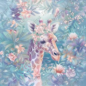Girafe feuillage et perle