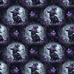 Lapin noir gotique floral mauve