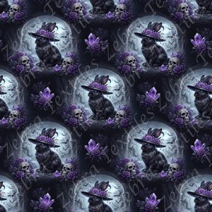 Lapin noir gotique floral mauve