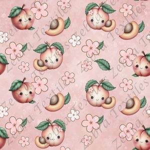 Pêche floral kawaii fond rose