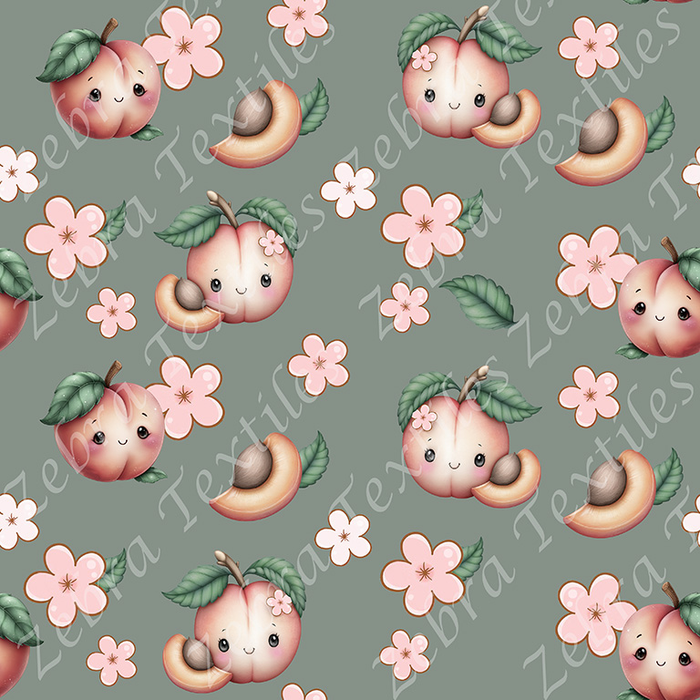 Pêche floral kawaii fond vert