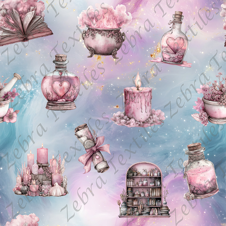 Potion rose fond nuageux