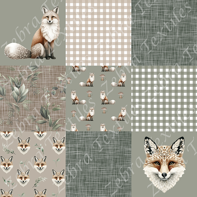 Renard plaid vert sauge