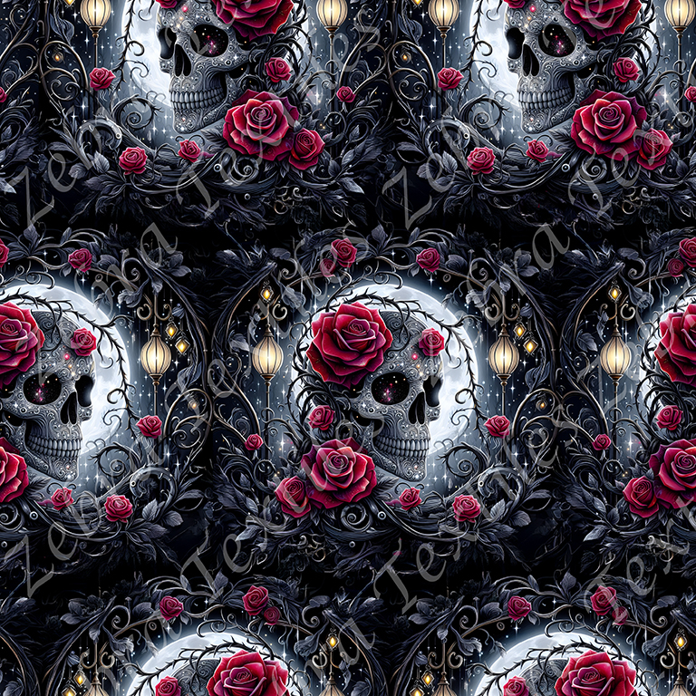 Skull chic floral lunaire