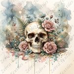 Skull et rose grunge fond beige