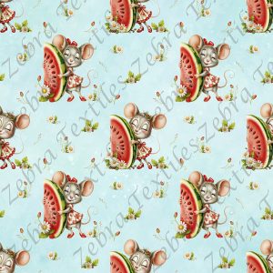 Souris et melon d'eau fond aqua * Exclusif *