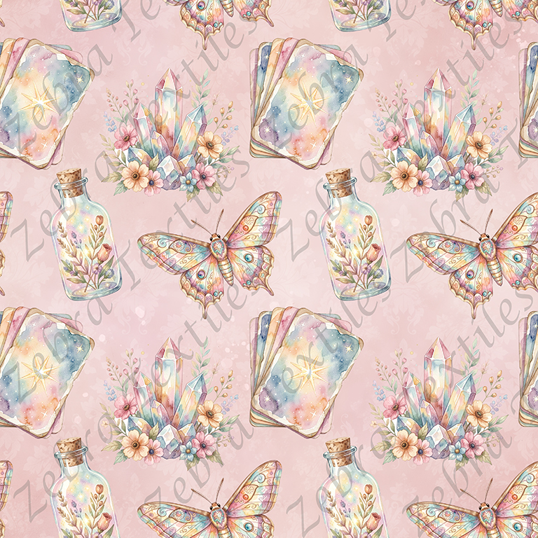 Tarot bohème mystique fond rose
