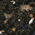 Animaux dans la jungle tropical fond feuillage
