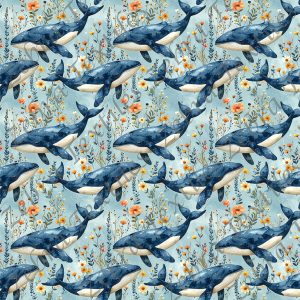 Baleine floral jaune orange