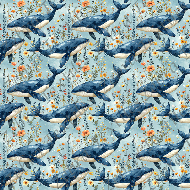 Baleine floral jaune orange