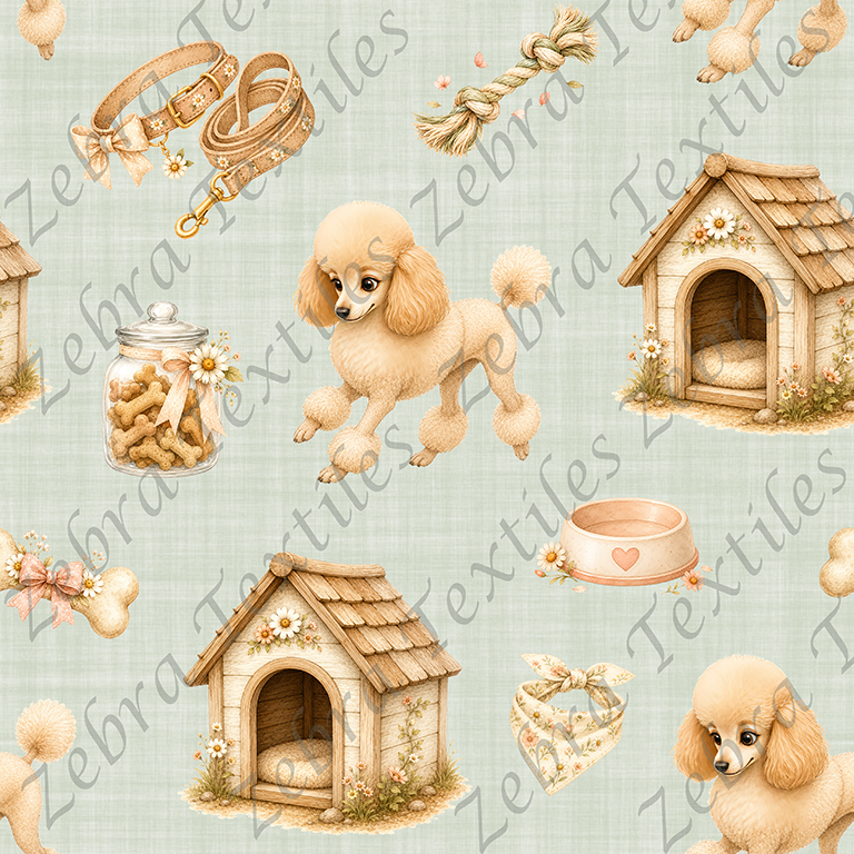 Caniche mignon fond vert
