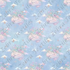 Cerveau floral fond bleu