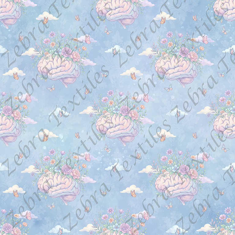 Cerveau floral fond bleu