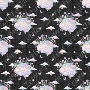 Cerveau floral fond noir