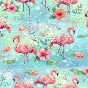 Flamant rose et libellule mystique