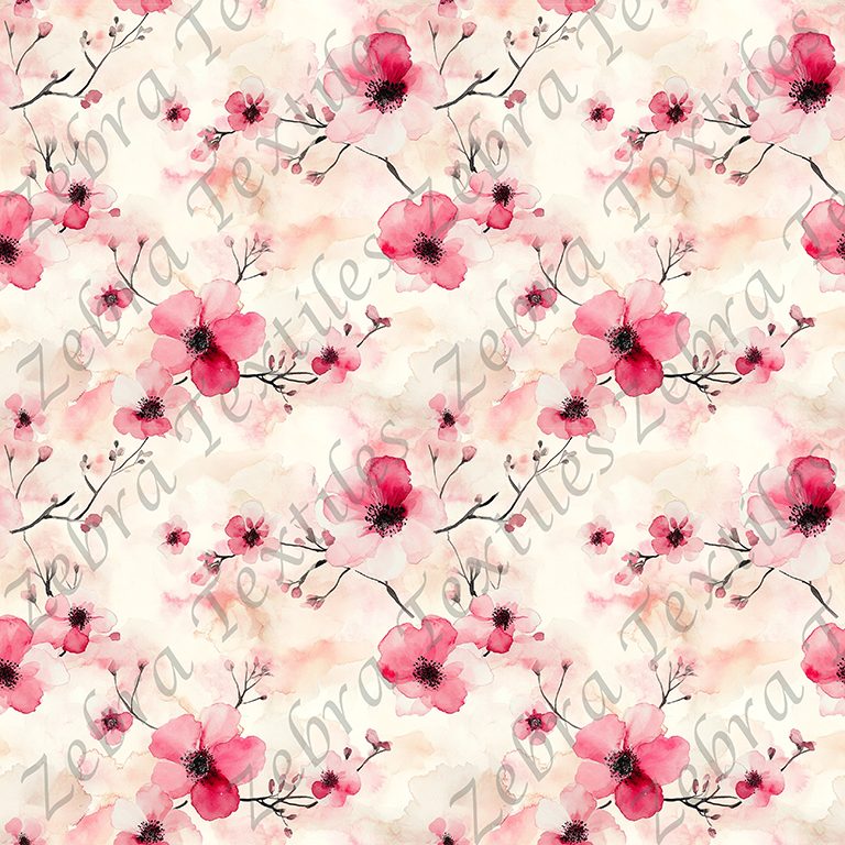 Fleur rouge fond crème aquarelle