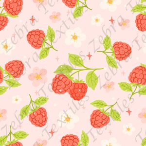 Framboise floral fond rose
